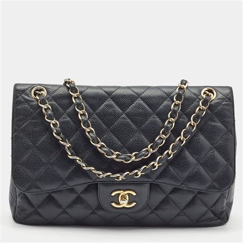 chanel black quilted caviar skin 225|2.55 Handbags .